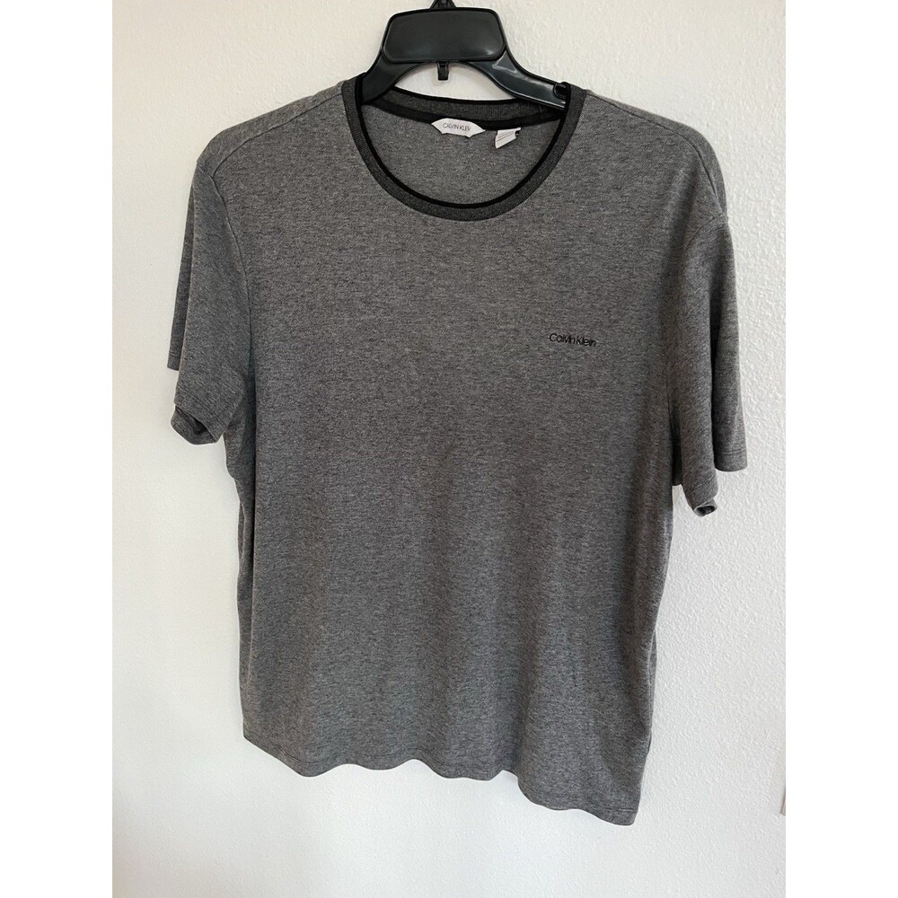 Calvin Klein Men’s Short Sleeve Knit Crewneck By-Shirt Pique Pullover Sz XL Gray